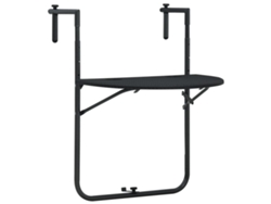 Mesa de jardín para balcón colgante 60x64x83,5 cm de plástico con aspecto de mimbre en negro