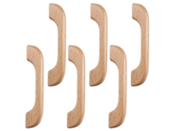 Tiradores De Madera Oscura Maciza 6 Unidades 128mm, Diseño Moderno Para Cocina, Roperos Y Cajones.