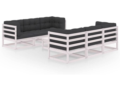 Conjunto 7 de muebles de jardín VIDAXL y cojines madera pino maciza