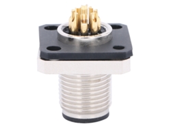 Conector M12 De 8 Pines Impermeable Con Brida Cuadrada, Toma De Aviación, Ip67 Iec 61076-2-101
