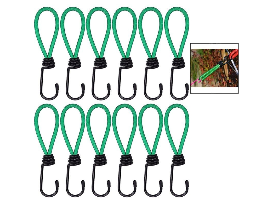 12 Ganchos Elásticos Para Toldos, Campamentos Y Acampadas, Cords Resistentes Con Ganchos De Goma
