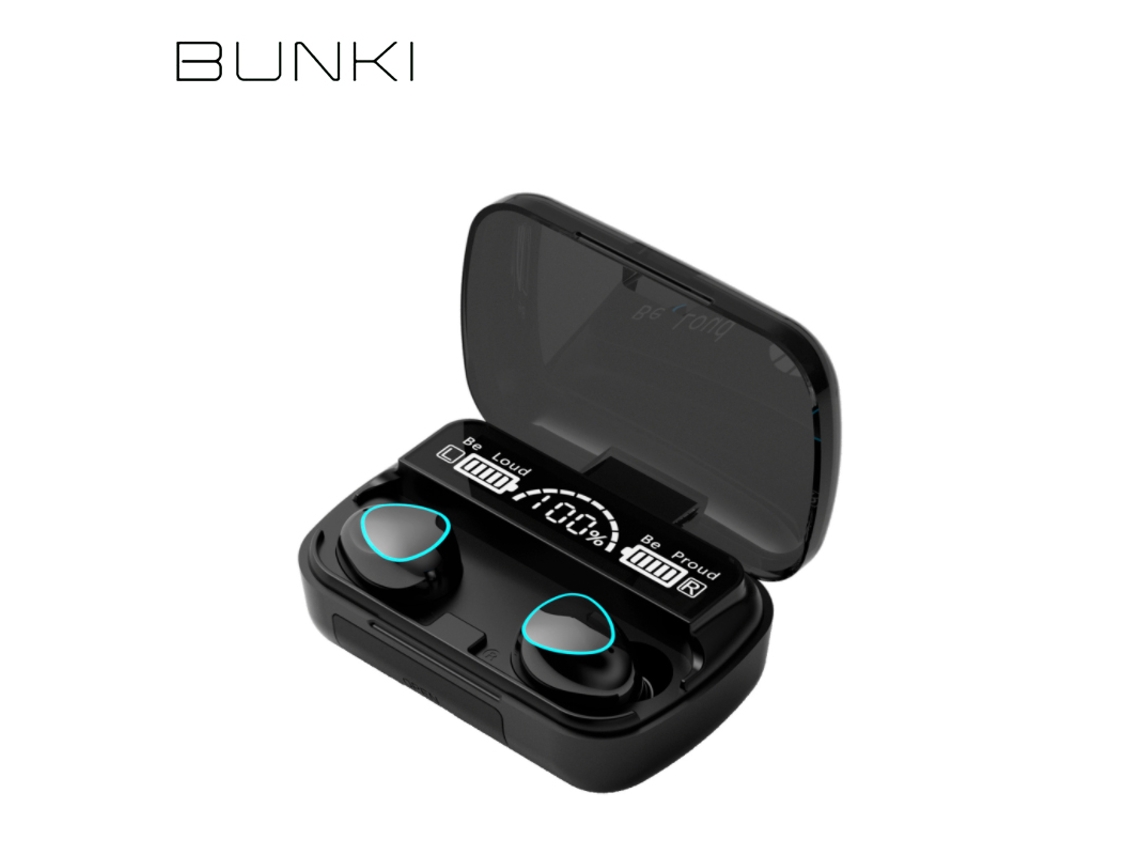 Auriculares deportivos estéreo inalámbricos Bluetooth 5.1, 9D, resistentes al agua, con micrófono y estuche de carga. Mdug