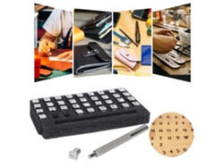 36 Sellos De Cuero Con Letras Y Números De 3,5 Mm Con Mango Para Manualidades.