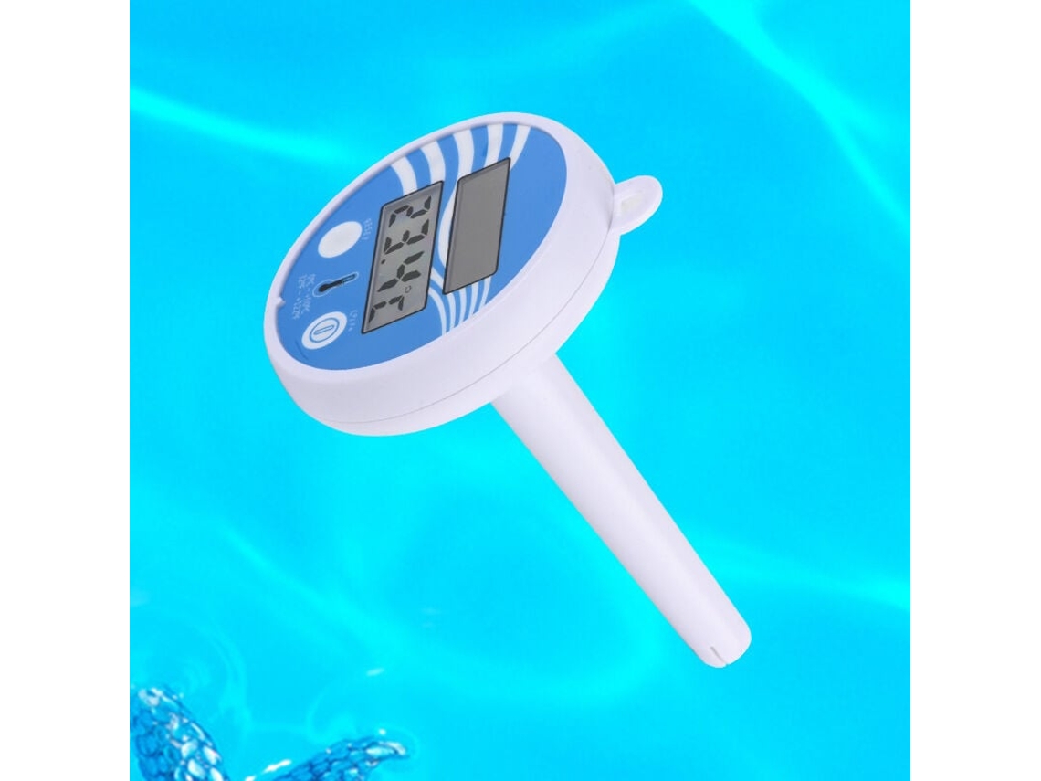 Termómetro solar para piscinas. Flota fácilmente en el agua. Medición precisa de la temperatura del agua para piscinas, spas y estanques. Pantalla LCD.
