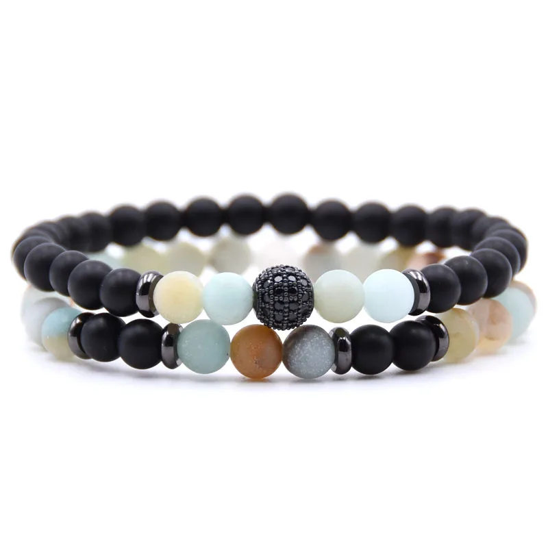 Pulsera De Cuentas De Piedra Amazónica Mate A La Moda, Pulsera De Cuentas Hecha A Mano