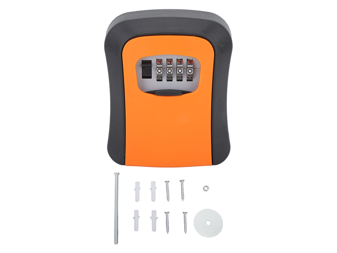 Caja De Seguridad Para Llaves Con Cerradura De Combinación Para Uso Exterior, Alta Seguridad, 5 Llaves, Color Naranja.