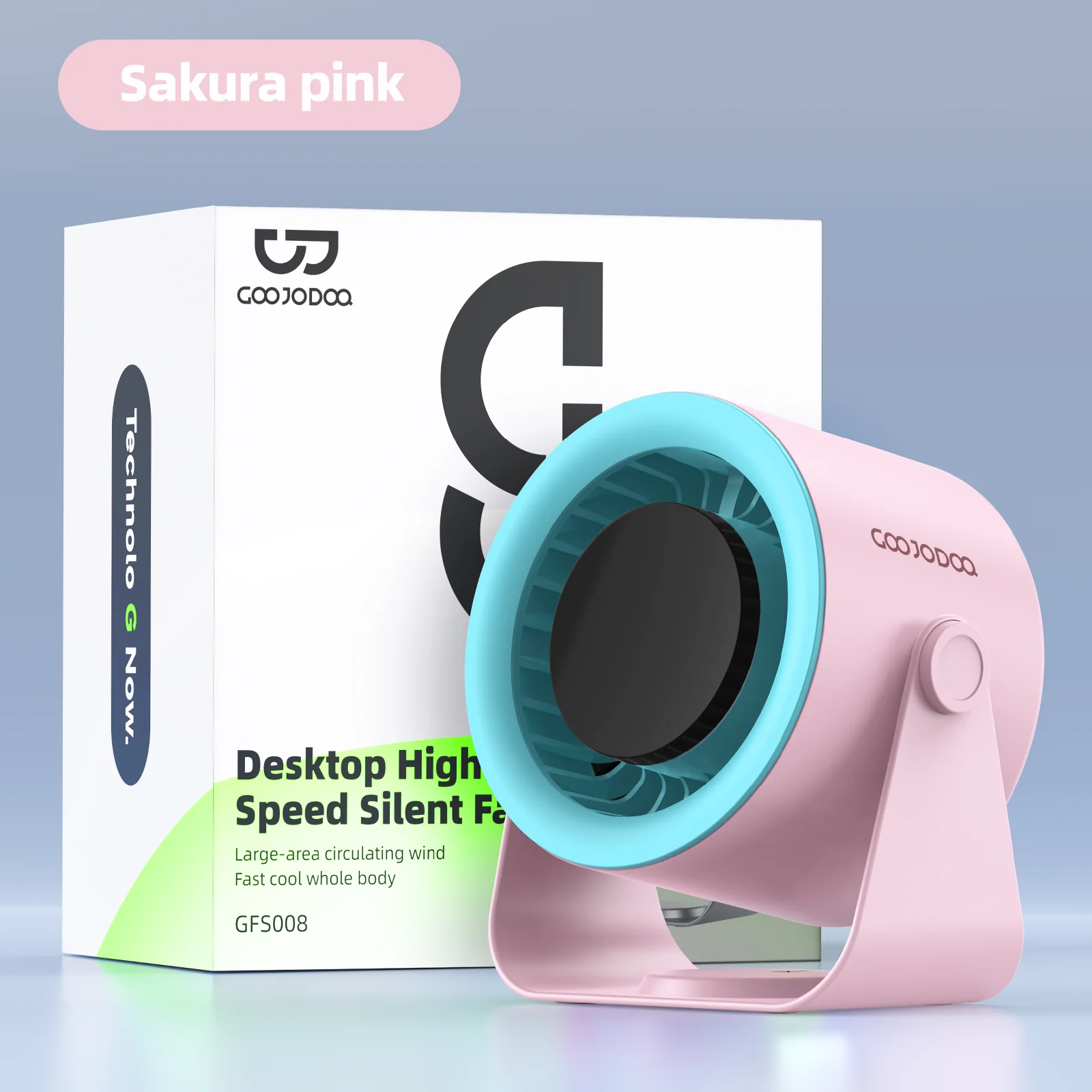 Ventilador De Escritorio (rosa Flor De Cerezo) De 4000 Mah, Silencioso, Circulador De Aire Con Velocidad Ajustable Y Pantalla Digital De Velocidad.