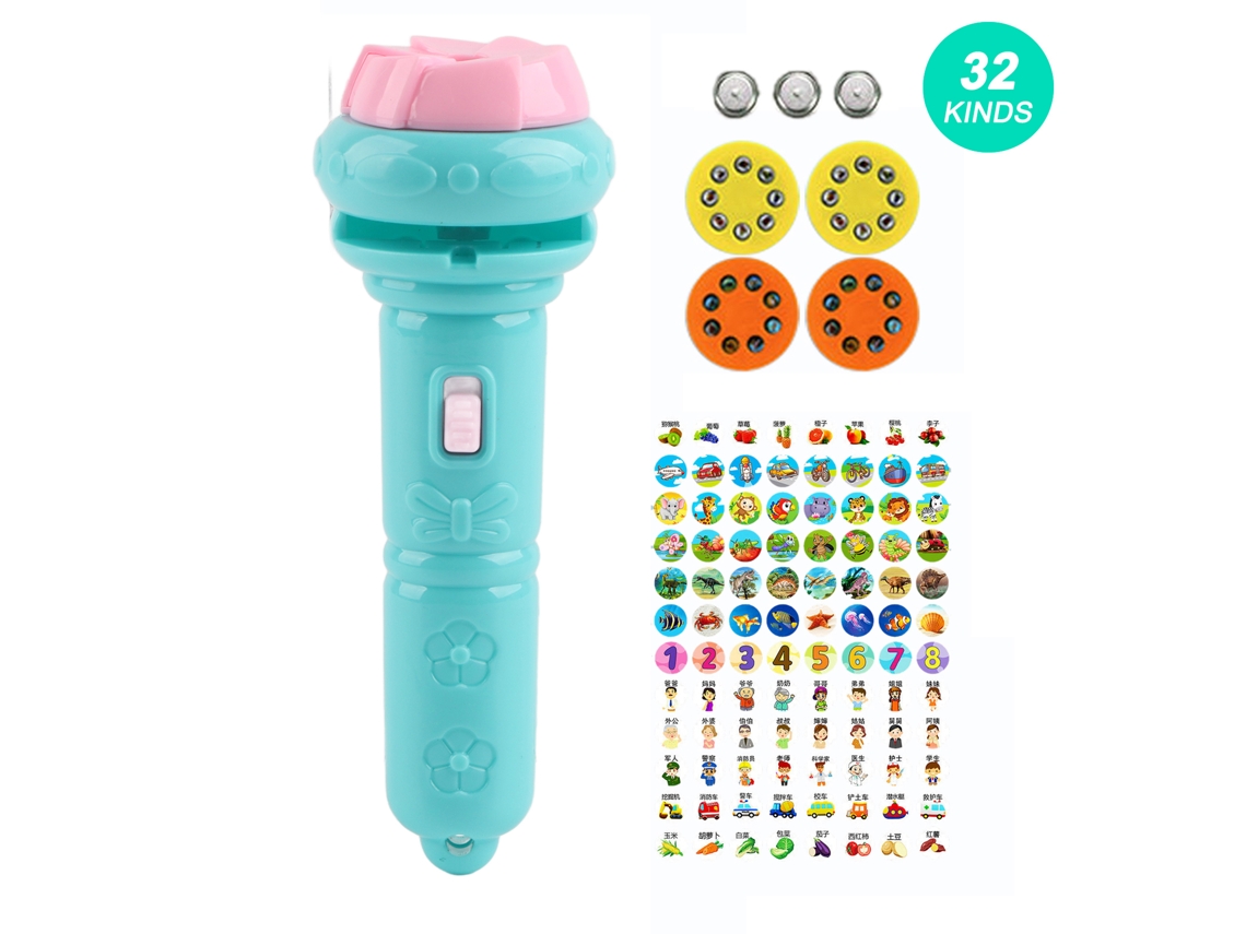 Jinwei-proyector Linterna Para Niños Con 32 Patrones De Animales Diferentes Juguete Luminoso Educativo Científico Azul