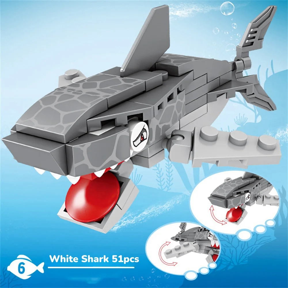 (gran Tiburón Blanco) Juguete De Construcción De Animales Del Océano, Perfecto Para Niños, Educativo Y Divertido.
