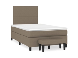 Cama Box Spring Con Colchón Tela Gris Taupe 120x190 Cm