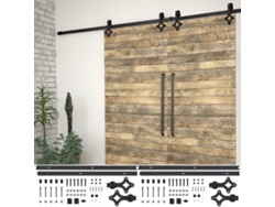 Kits de herrajes para puertas correderas (2 piezas, 200 cm, acero negro, DKD HOME DECOR)
