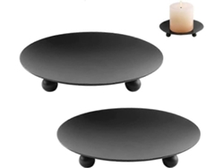 Omni-portavasos De Vela Negros 2 Piezas Para Decoración De Salón/comedor, Diseño Moderno Y Retro, Estable Y Práctico