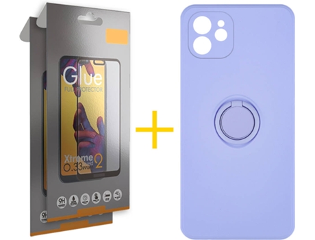Carcasa + 2 Protectores de Pantalla para iPhone 12 SKYHE Morado Lila