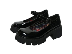 2026-zapatos Mary Jane De Plataforma Gruesa Retro Con Hebilla Punta Redonda Tacón 8cm Campus Style