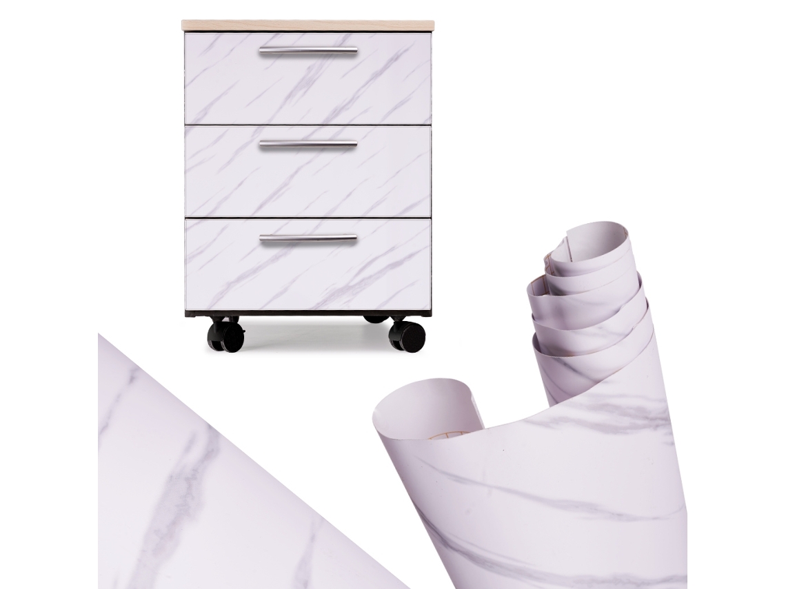 Rollo De Papel Pintado Autoadhesivo Mármol Blanco - Jazz 1,22x50m