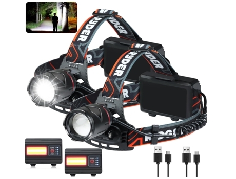 BISBISOUS Linterna Frontal Sj-2299 Recargable Led 3 4 Modos Impermeable Zoom 135 Regulable Negro VIGA EUROPE