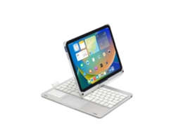 Funda con teclado Bluetooth Fwinl para Apple iPad Air 16 de 11.ª generación (10,9 pulgadas), teclado táctil en portugués y plateado