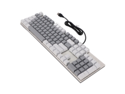 Teclado mecánico para juegos Baoj-2026 con 104 teclas, interruptores azules, RGB, USB, resistente a los arañazos, blanco/gris.