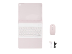 Capa Para Tablet Com Teclado E Mouse Proteção Completa Recortes Precisos Para Ios 9.7 Air 1/2 Rosa