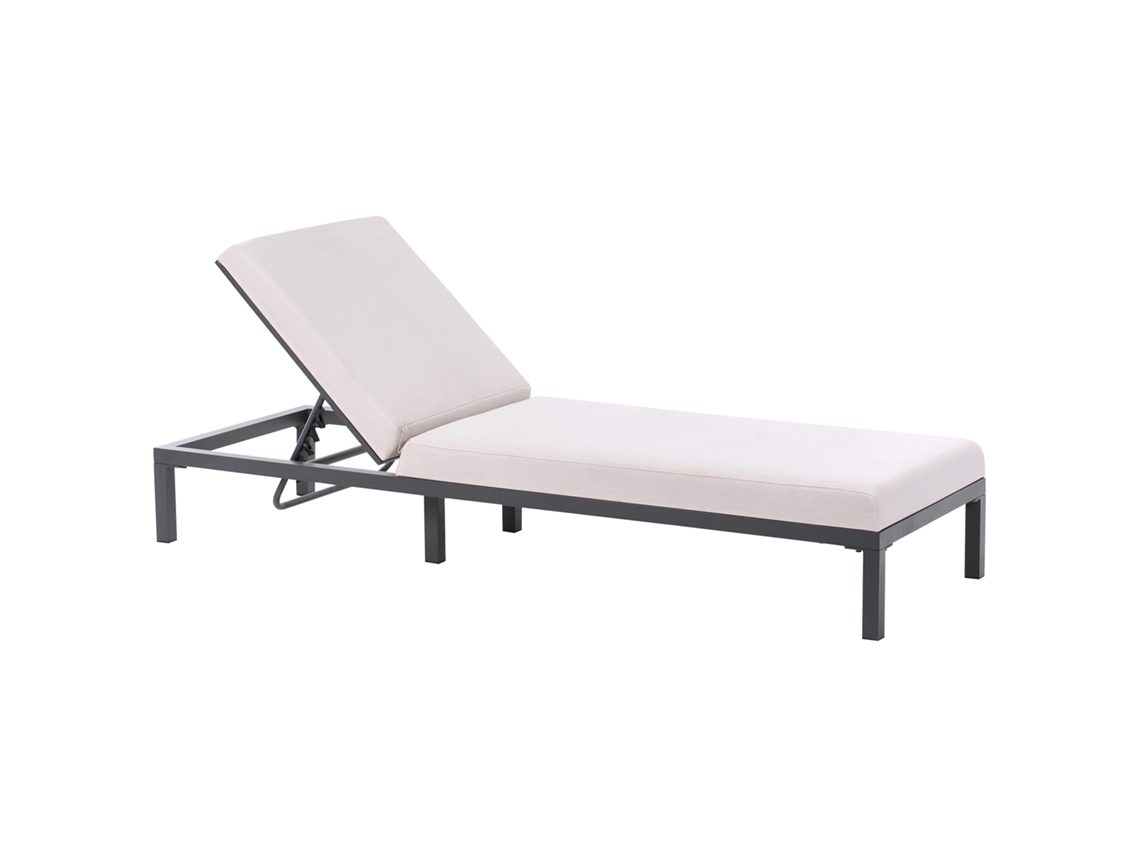 Beliani Lariano Tumbo Acolchado con Respaldo Ajustable Beige Aluminio 72x204x88