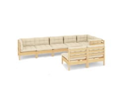Maison Exclusive - Muebles De Jardín 8 Pzas Y Cojines Madera Maciza De Pino Crema