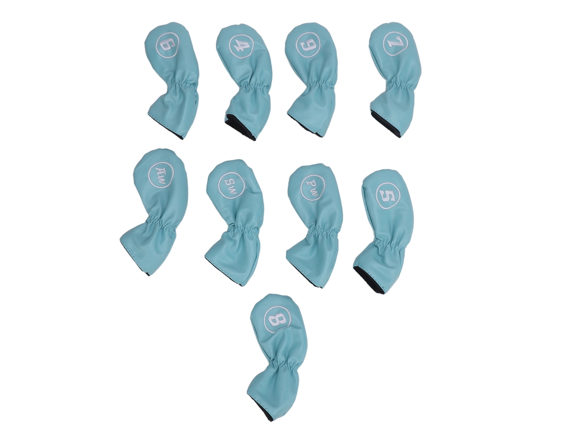 9 Elegantes Fundas Portátiles De Piel Sintética Para Palos De Golf (hierros Y Drivers), Color Azul Claro.
