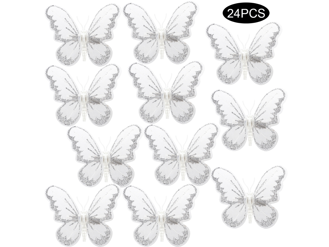 Clips decorativos de mariposas para árbol de Navidad (48 unidades)