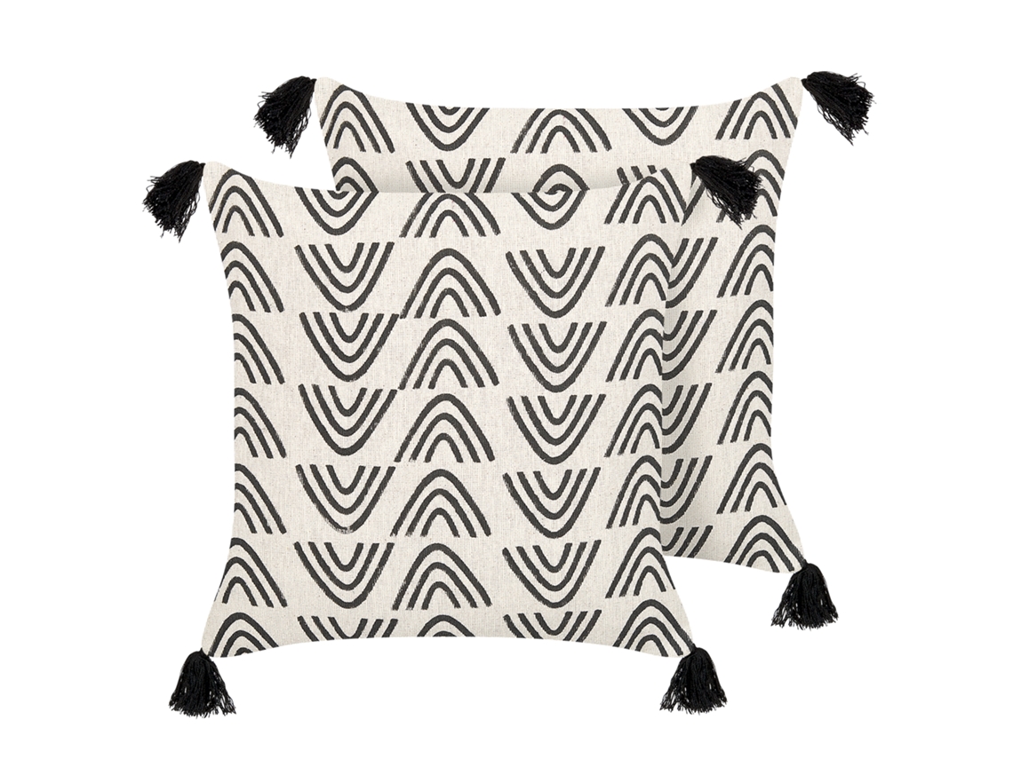 Juego de cojines decorativos BELIANI Mays de Algodón Blanco 45x45x10