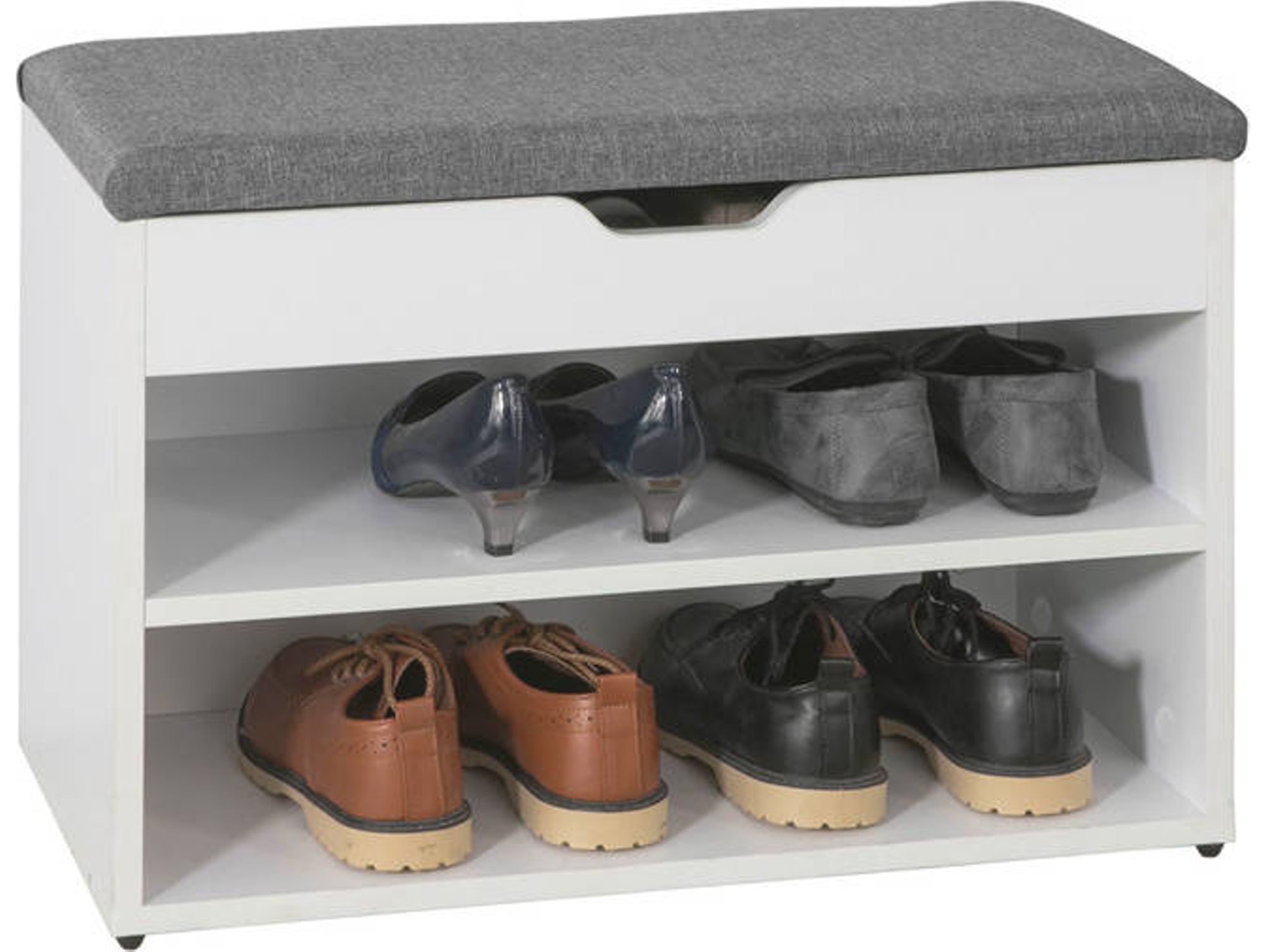 Banco Armario de Zapatos SOBUY Blanco y Gris (60x30x43cm)