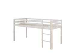 Cama Alta De 90x200 Cm Con Escalera De Madera Blanca Lit06201