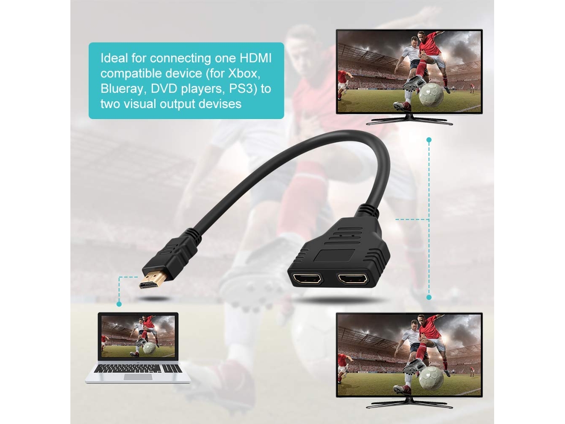 Boton De Youtube Cablecc HDMI Macho A 2 HDMI Hembra 1 En 2 Salidas Divisor Adaptador Convertidor Splitter Hdmi