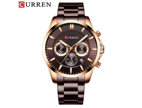 Relojes de Moda para Hombre Relojes de Pulsera Cronógrafo Reloj con Banda de Acero Inoxidable para Hombres-Concha Rosa Café VEANXIN