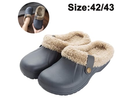 Zapatillas impermeables Mujer Hombre Zuecos forrados de piel Zapatos de jardín de invierno Zapatillas de casa cálidas, azul y gris, 42-43