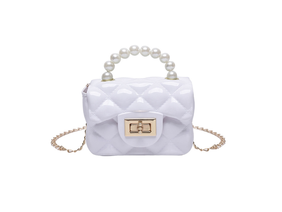 Bolso De Hombro Pequeño Impermeable Para Mujer Con Asa De Perlas De Imitación, Pu Fashion