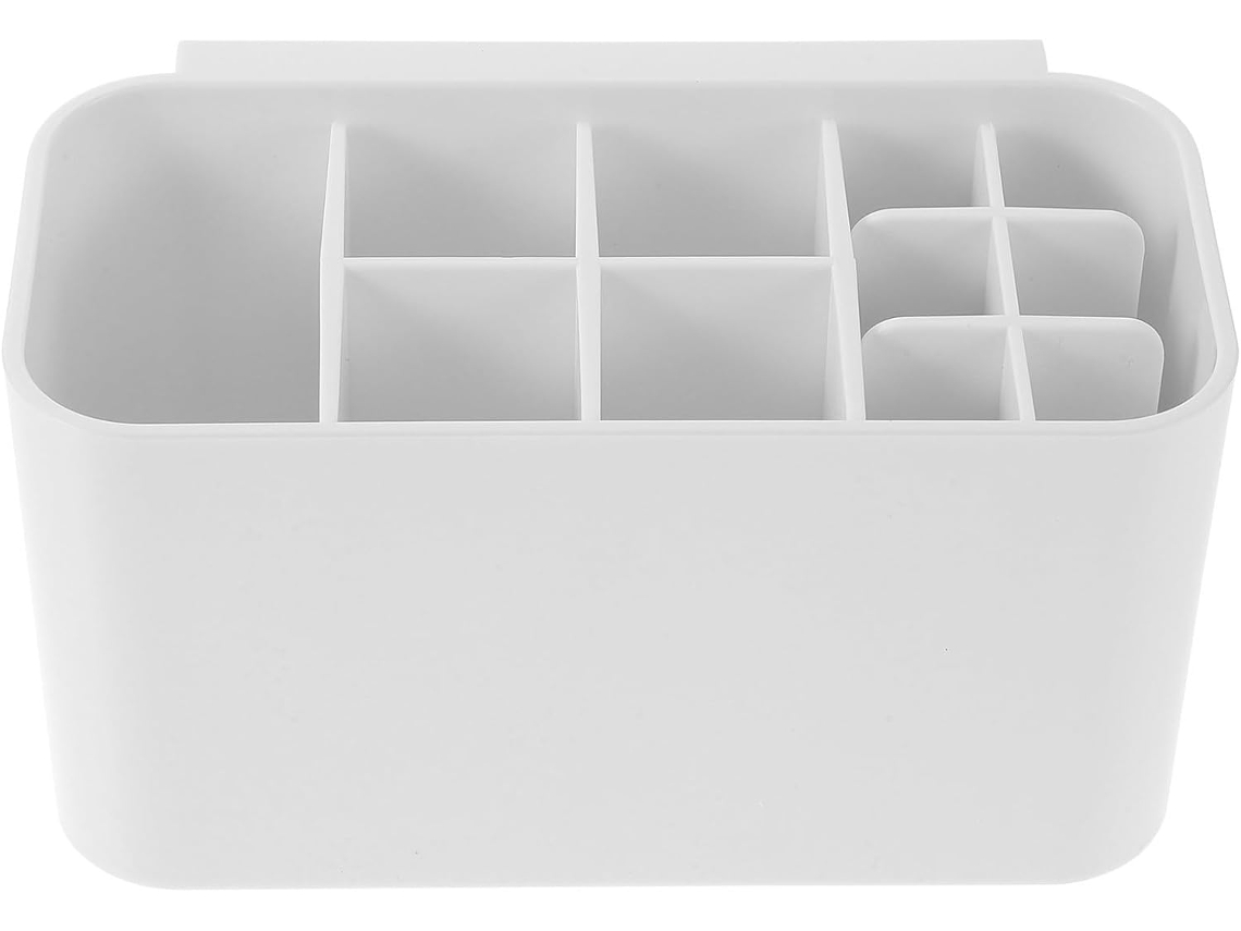 Soporte De Pared Para Cepillo De Dientes Eléctrico En Abs Blanco Con Ganchos Adhesivos Resistentes Y Orificios De Drenaje.