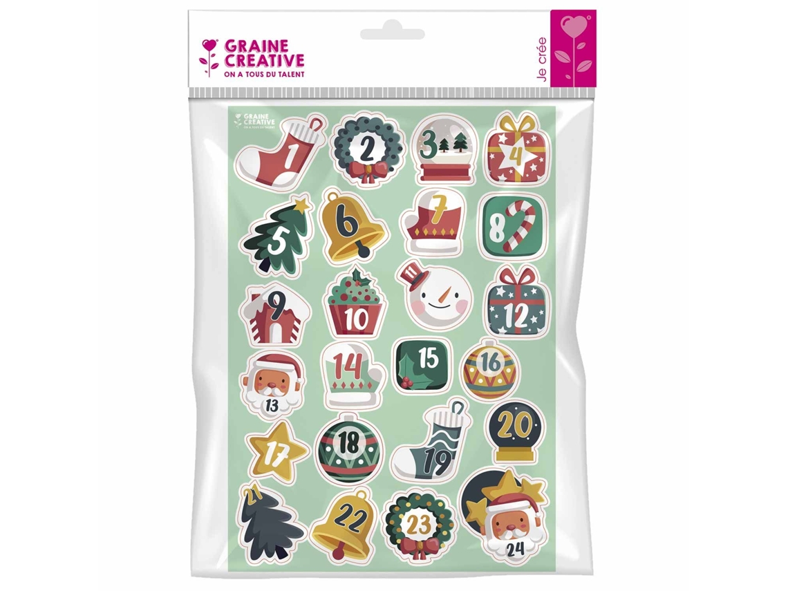 24 pegatinas de calendario de Adviento - Feliz Navidad