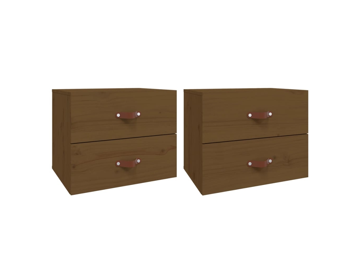 Maison Exclusive - Mesitas De Noche De Pared 2 Uds Marrón Miel 50x36x40 Cm
