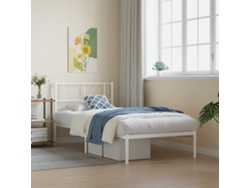 Estructura Cama Sin Colchón Con Cabecero Metal Blanco 90x190 Cm