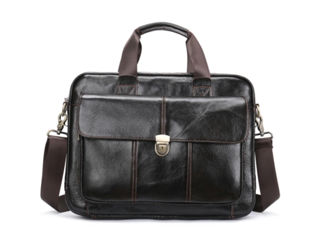 Bolso Retro para Computadora de Cuero Genuino para Hombres Bolso de Hombro Casual Bolso Bandolera de Gran Capacidad-Café Profundo
