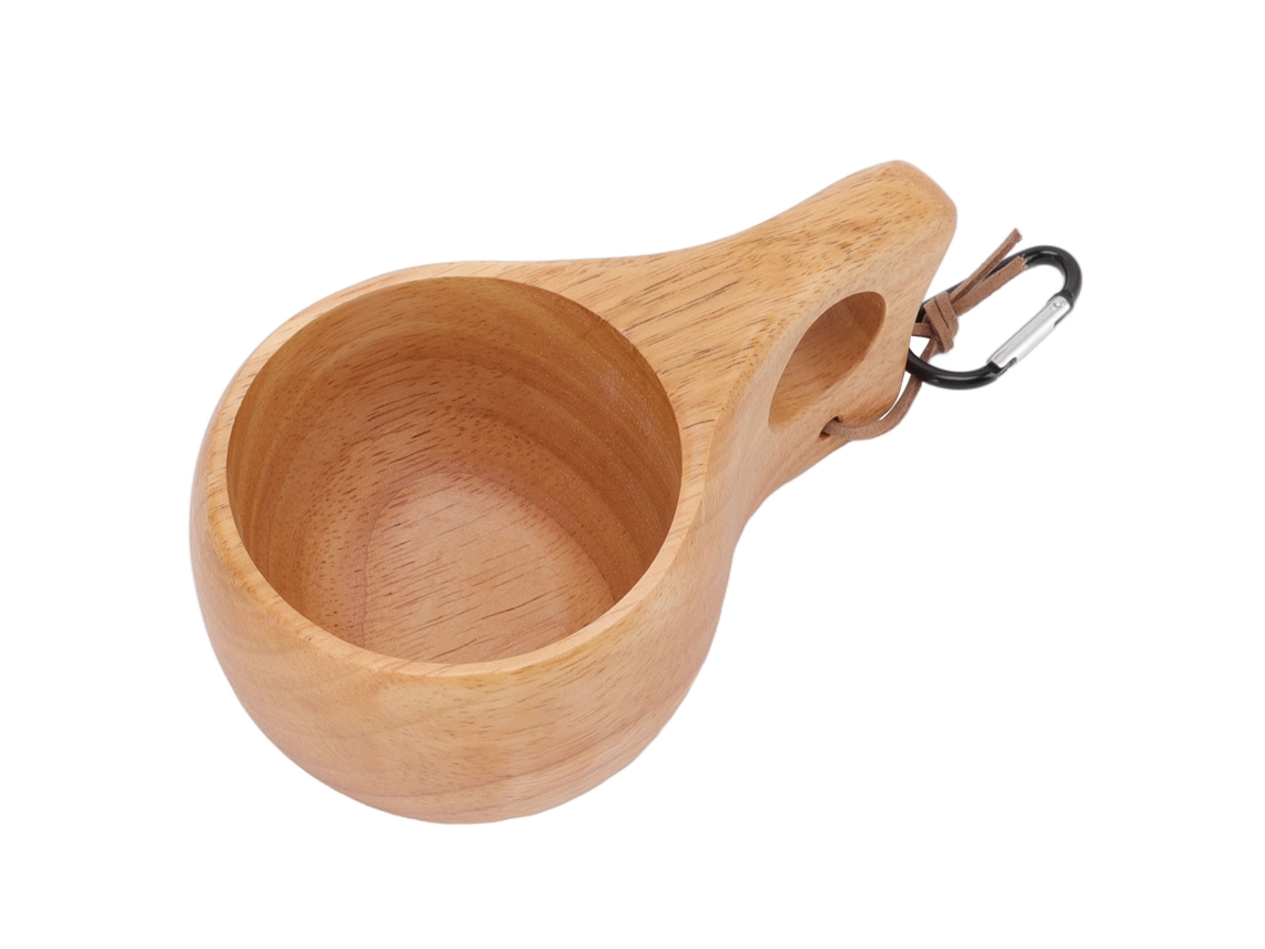 Taza de madera de estilo finlandés, hecha a mano, portátil para café, té y leche.