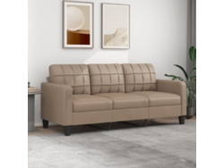 Sofá De 3 Plazas De Cuero Sintético Color Capuchino 180 Cm