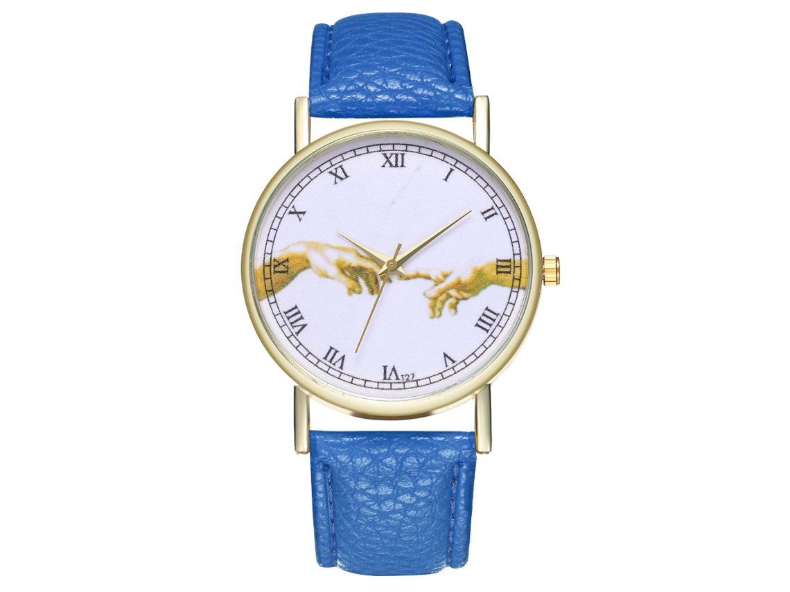 Reloj De Pulsera Analógico De Cuarzo Con Correa De Pu Patrón Clásico Mujer (azul Real)