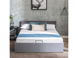 Cama Con Canapé 140x200 Cm En Terciopelo Con Somier De Láminas - Gris