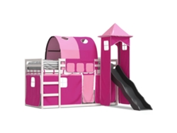 Litera Con Tobogán Y Cortinas 90x190 Cm Rosa Dkd Home Decor