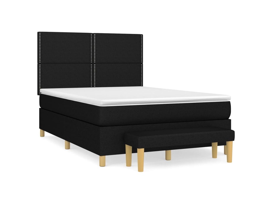 Maison Exclusive - Cama Box Spring Con Colchón Tela Negro 140x200 Cm
