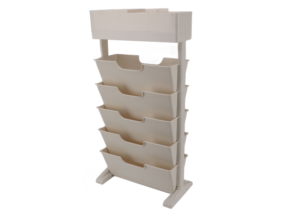 Librero de plástico blanco y beige, estrecho, con estantes de exhibición para sala, dormitorio y cocina, 40,6 x 71,1 cm