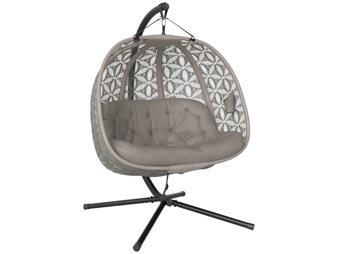 Silla colgante plegable para 2 personas con portavasos