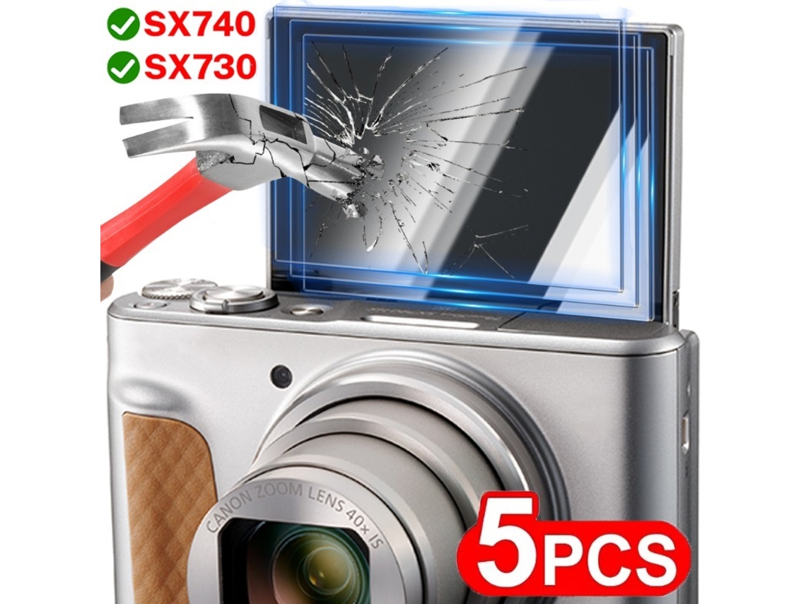 Juego de 5 protectores de pantalla de vidrio templado antirroturas con arco para Canon PowerShot SX730HS/SX740HS DIGITALLAB