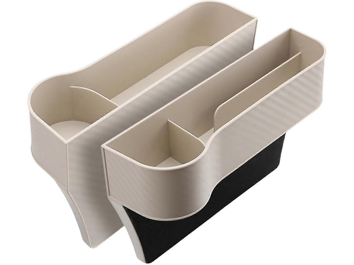 2 unidades de ranuras organizadoras para asiento de coche, portavasos de cuero PU, práctico relleno