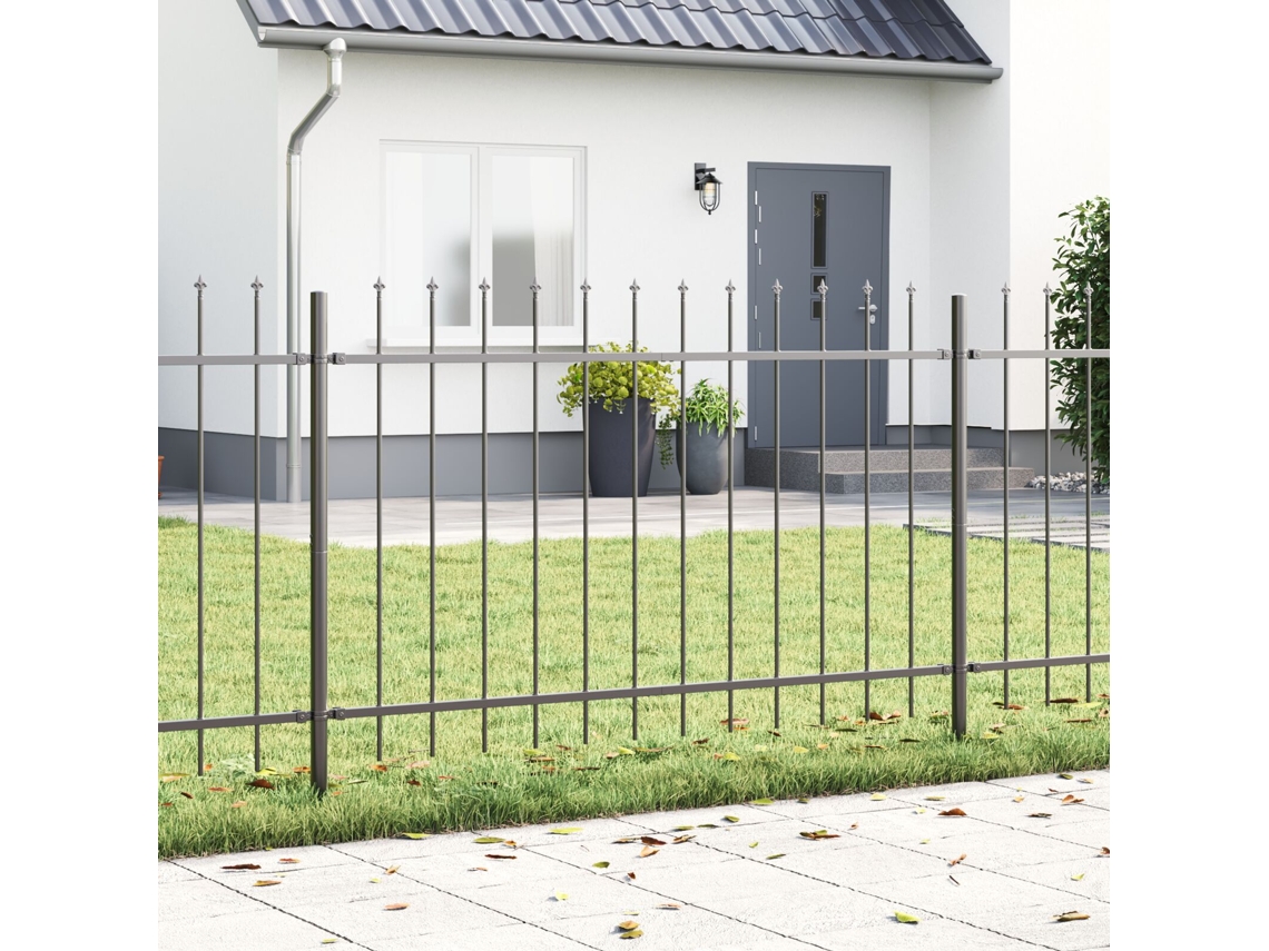 Valla de jardín con punta de lanza, gris, 10,2 x 1 m, acero, WSD86010, Lovely Home